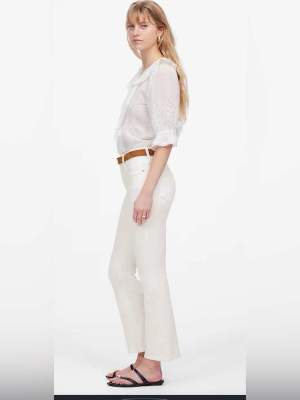Madewell Mid-Rise Kick Out Flare Jeans Pure White Size 33 NWT